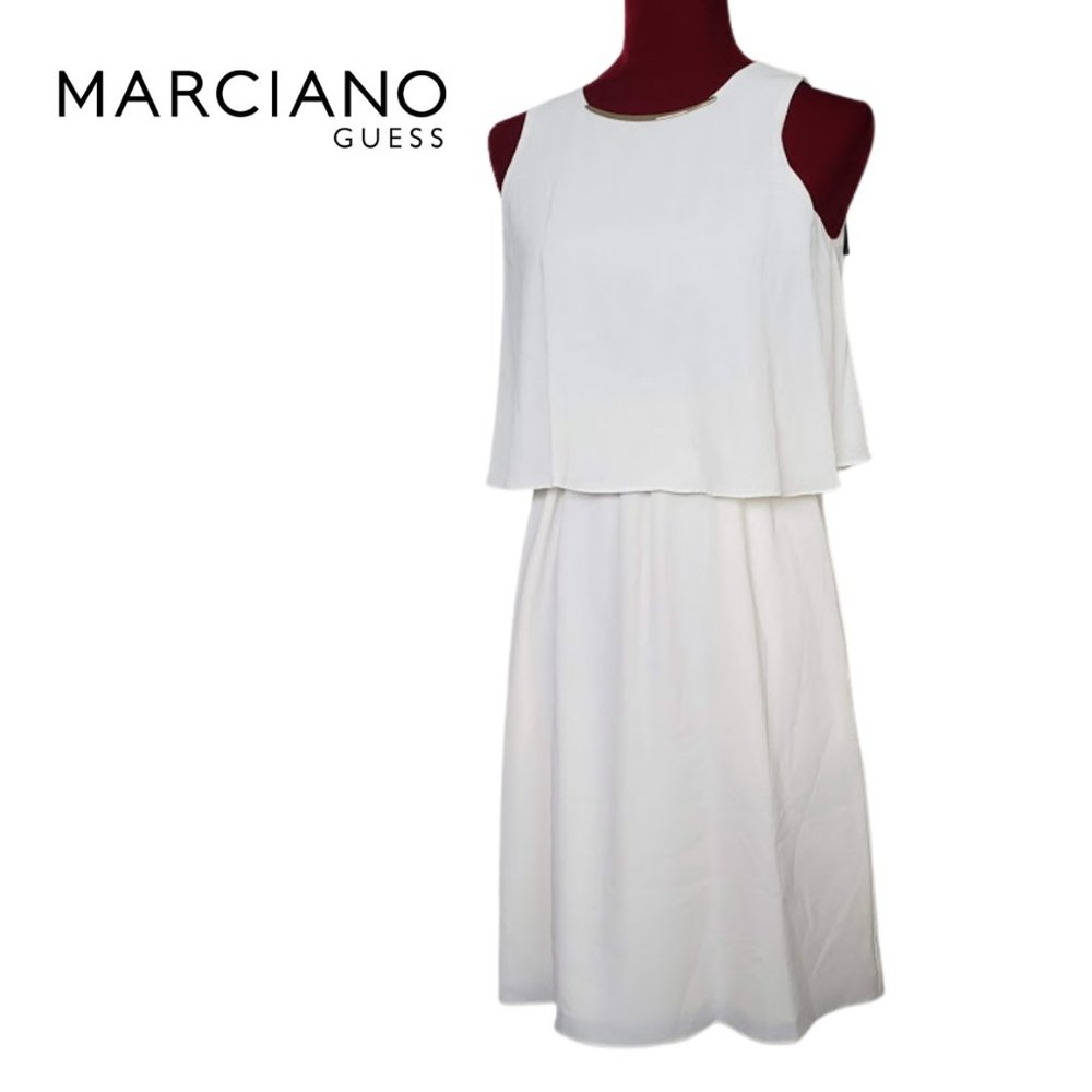 NWT Marciano Guess White Blouson Ivory Dress SZ 8